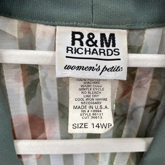 Vintage‎ R&M Richards Tunic Duster Top Cover Up Womens 14WP Green Short Sleeve - Picture 9 of 12